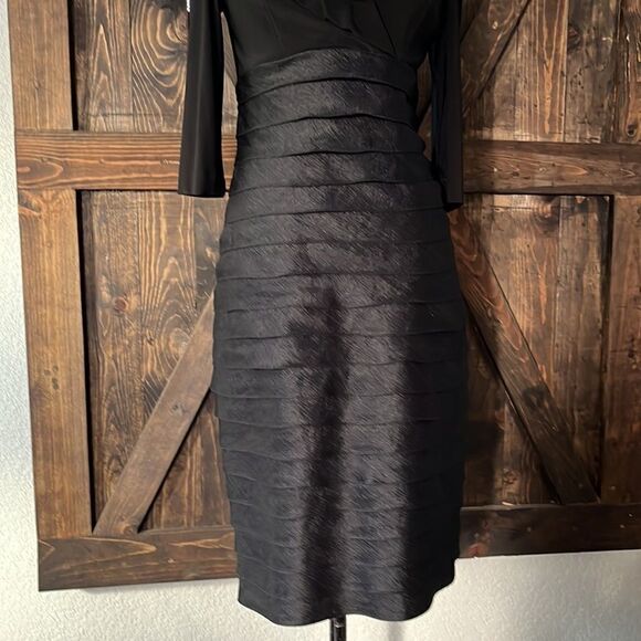 adrianna papell black layered shift shuttered  dress - Picture 8 of 10